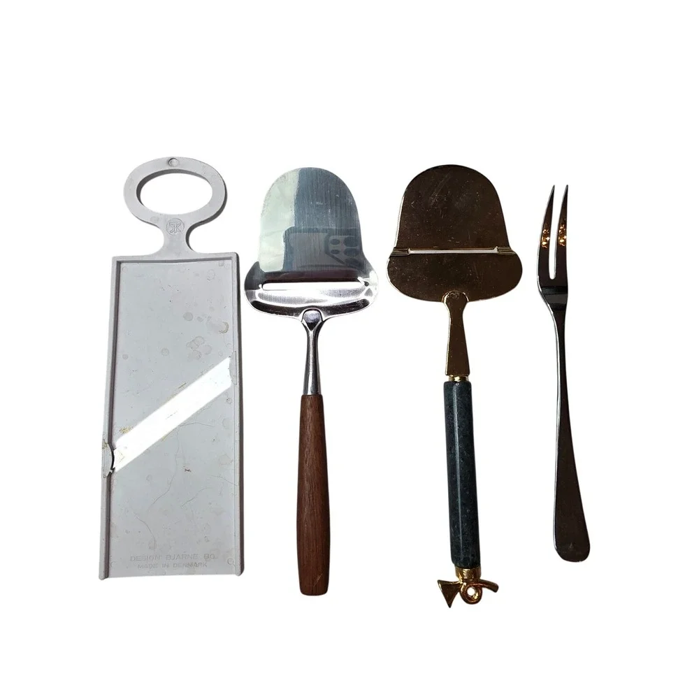 Vintage Cheese Slicer Set Bjarne Bo Denmark Hickory Farms Norway‎ Sheffield A6